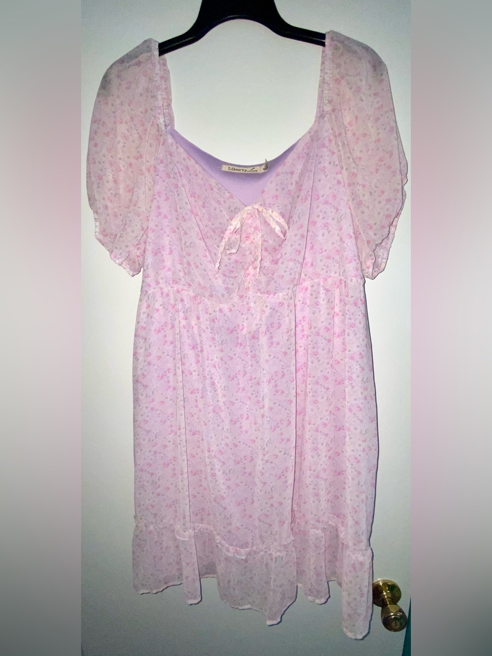 NWOT Liberty Love Pink Floral Chiffon Mini Dress